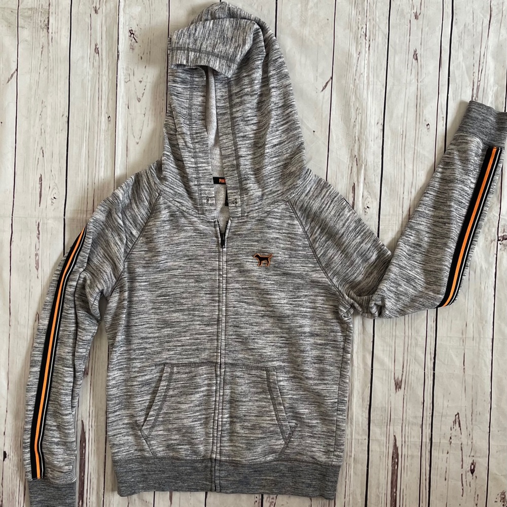 Women’s jacket PINK long sleeve zip up gray medium